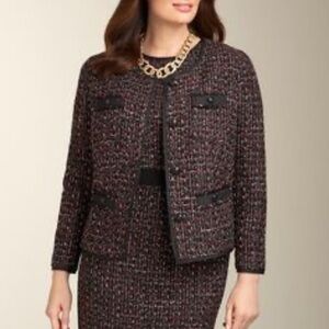 Talbots Tweed Black with multi colors Wool Blend Blazer Size 8